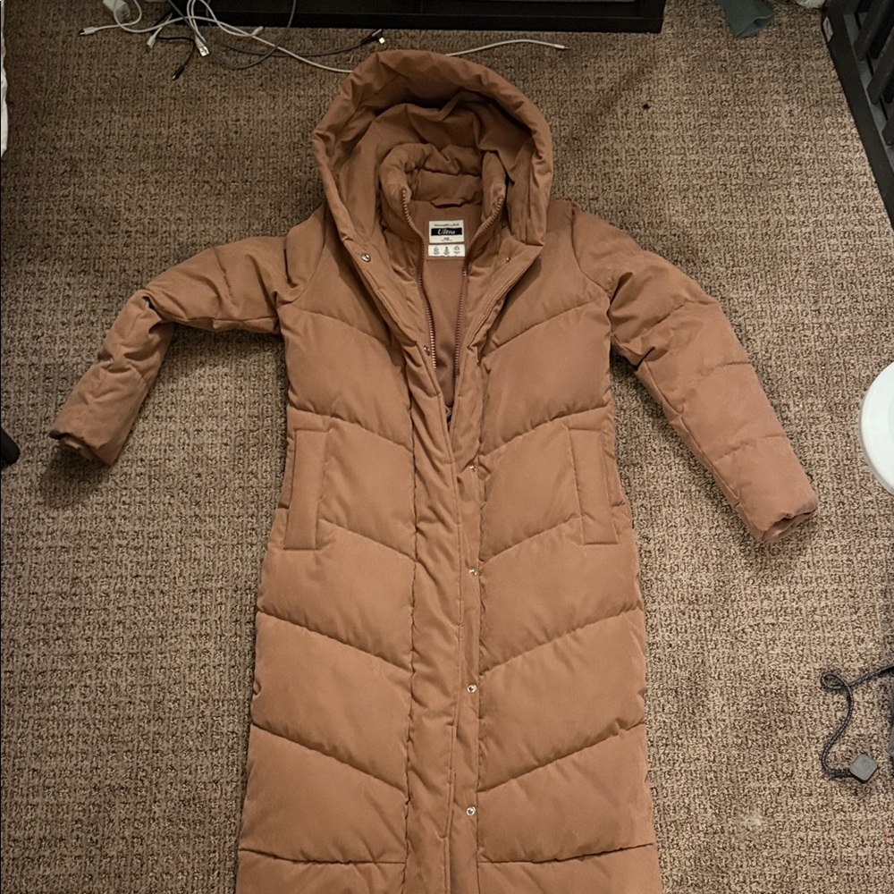Abercrombie & Fitch Tan Hooded Puffer Jacket